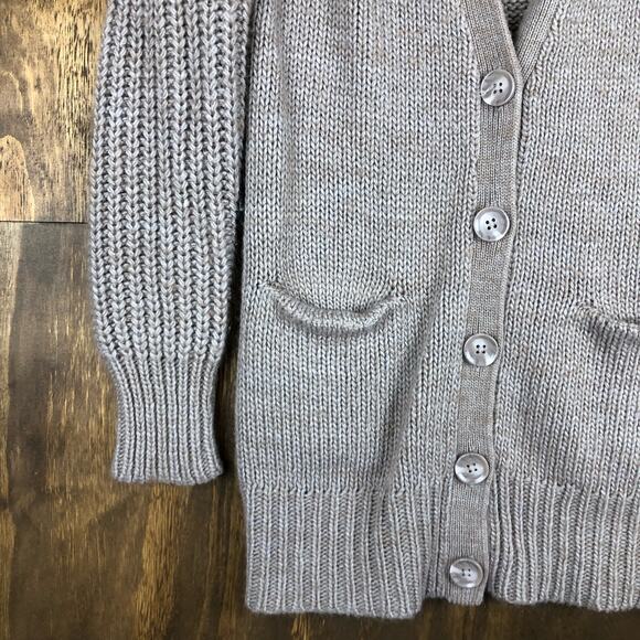 If It Were Me Anthropologie Women Sweater Brown Button Cardigan Wool Blend M - Picture 3 of 14